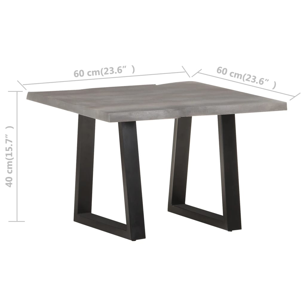 Salongbord med naturlige kanter 60x60x40 cm heltre akasie