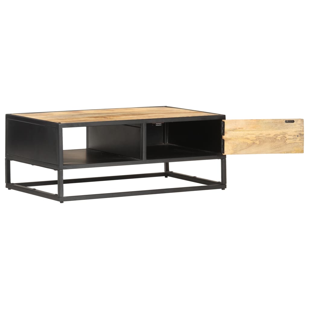 Salongbord med utskåret dør 90x55x36 cm grovt mangotre