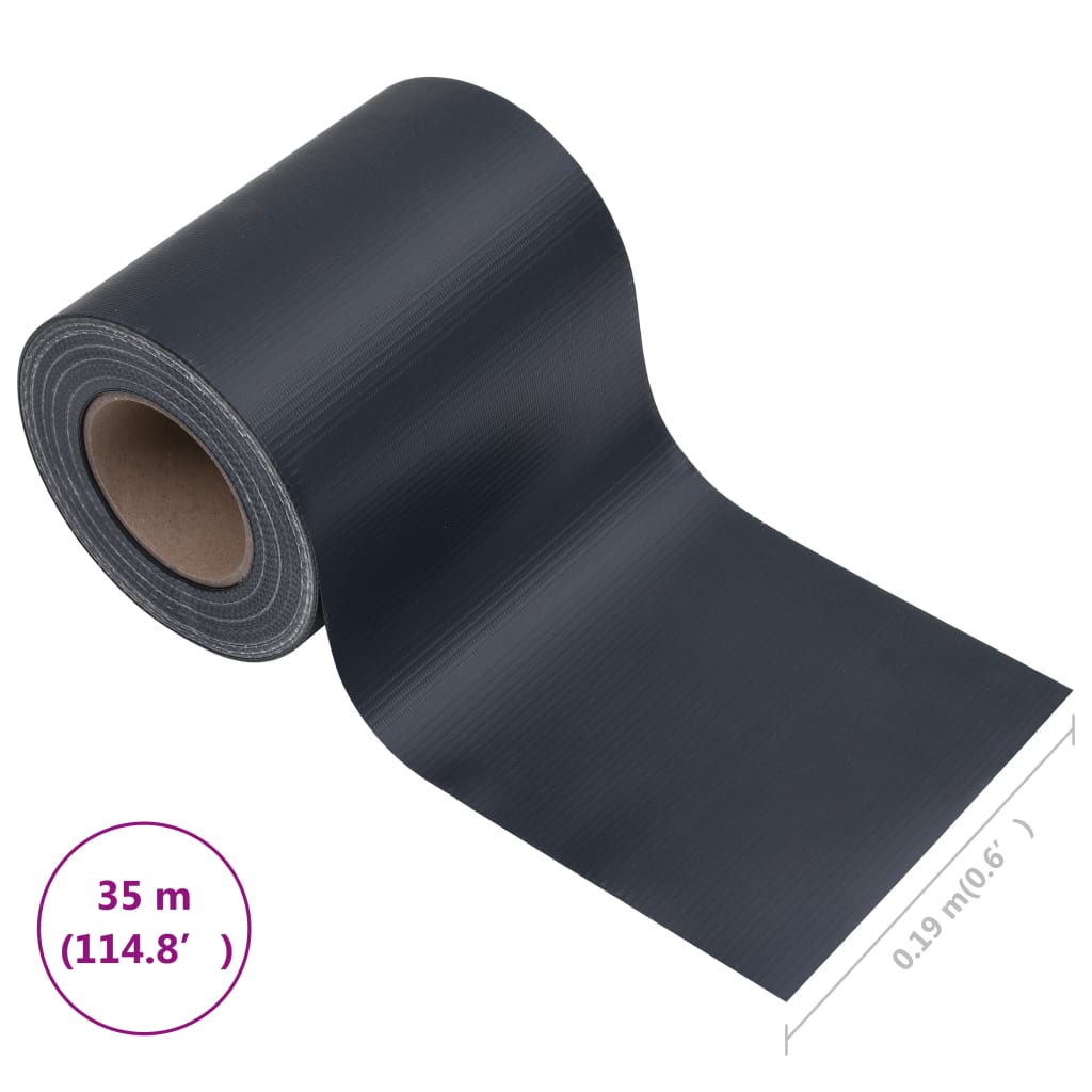 Hageskjerm PVC 35x0,19 m matt mørkegrå