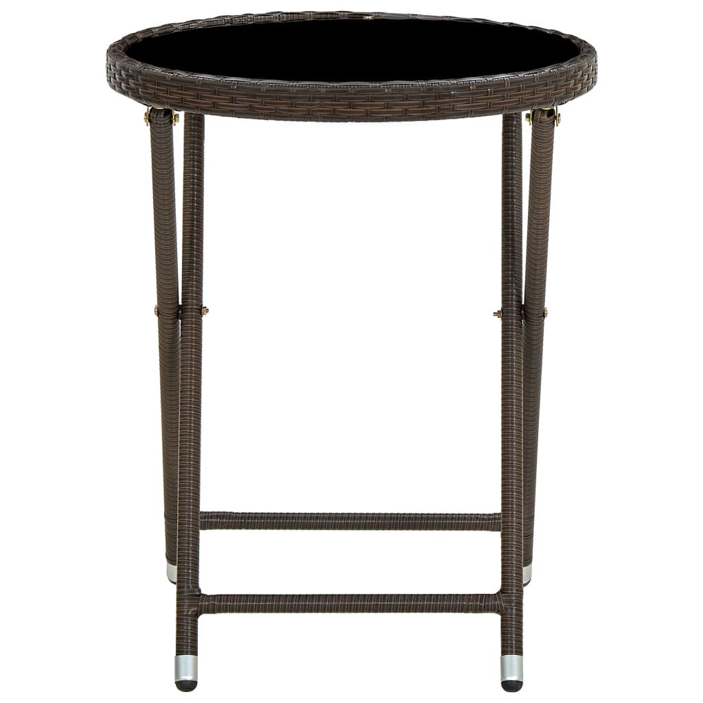 Tebord brun 60 cm polyrotting og herdet glass