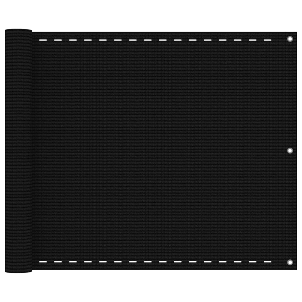 Balkongskjerm svart 75x400 cm HDPE