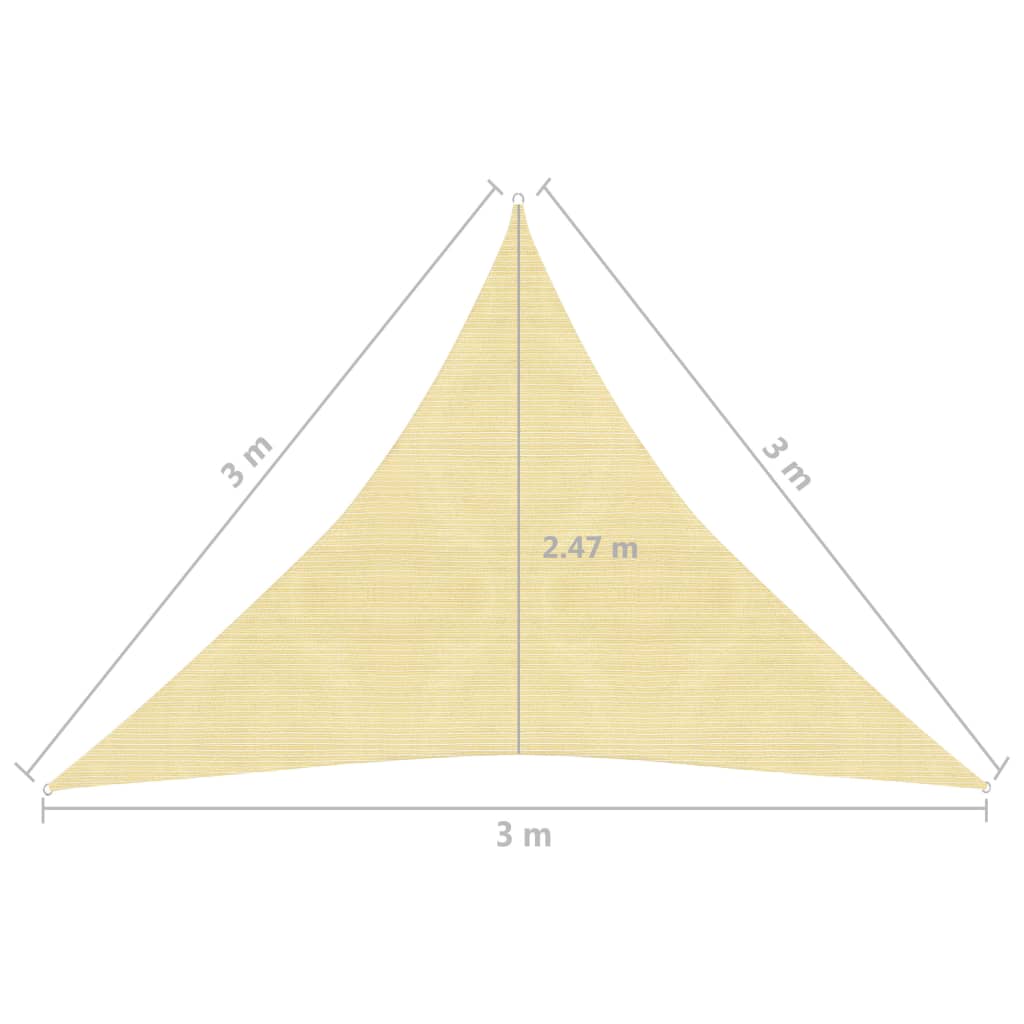 Solseil 160 g/m² beige 3x3x3 m HDPE