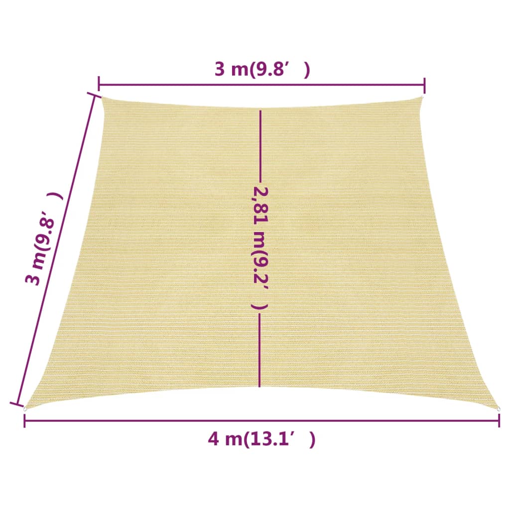 Solseil 160 g/m² beige 3/4x3 m HDPE