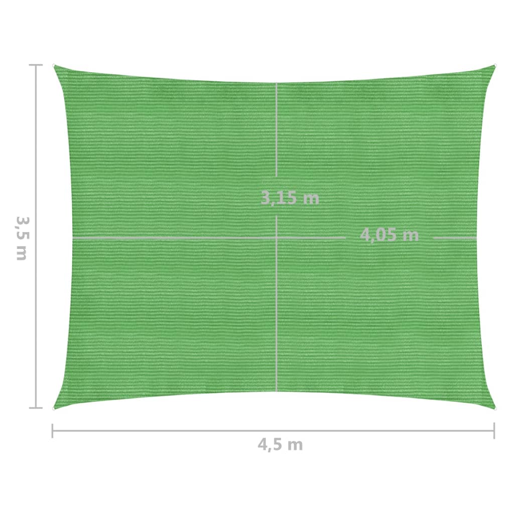 Solseil 160 g/m² lysegrønn 3,5x4,5 m HDPE