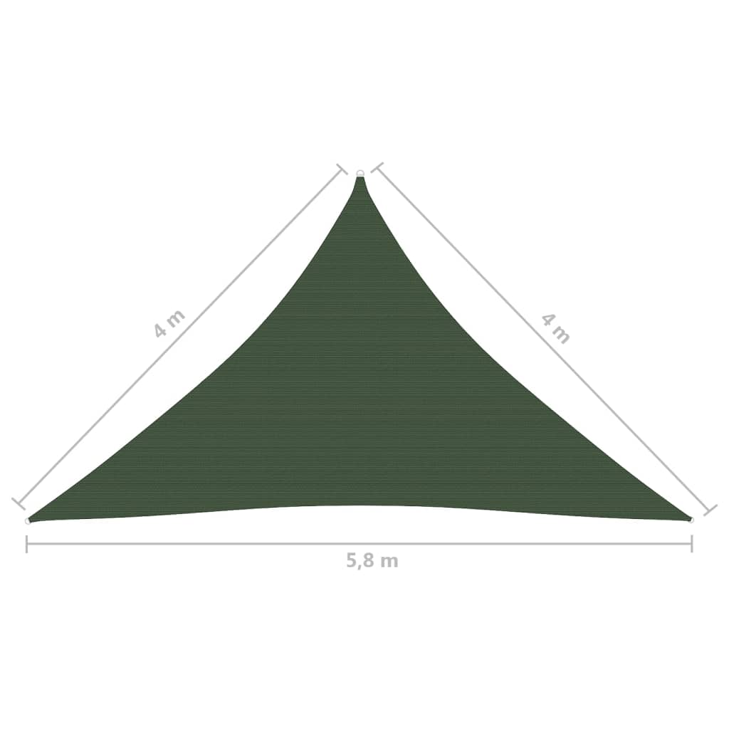 Solseil 160 g/m² mørkegrønn 4x4x5,8 m HDPE