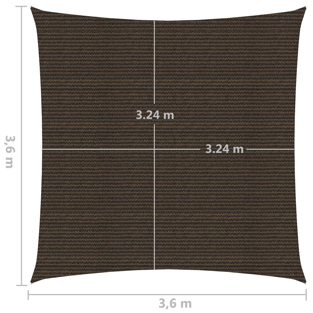 Solseil 160 g/m² brun 3,6x3,6 m HDPE