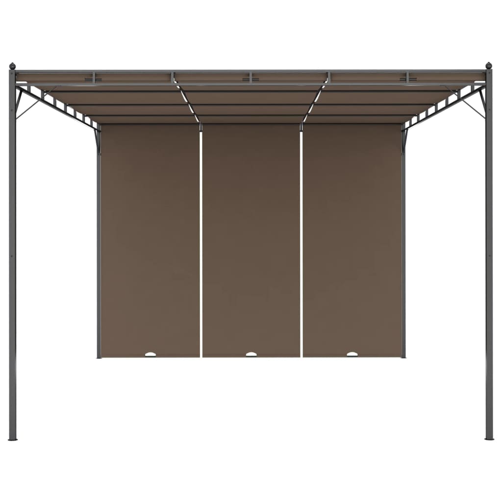 Hagepaviljong med sidegardin 4x3x2,25 m gråbrun