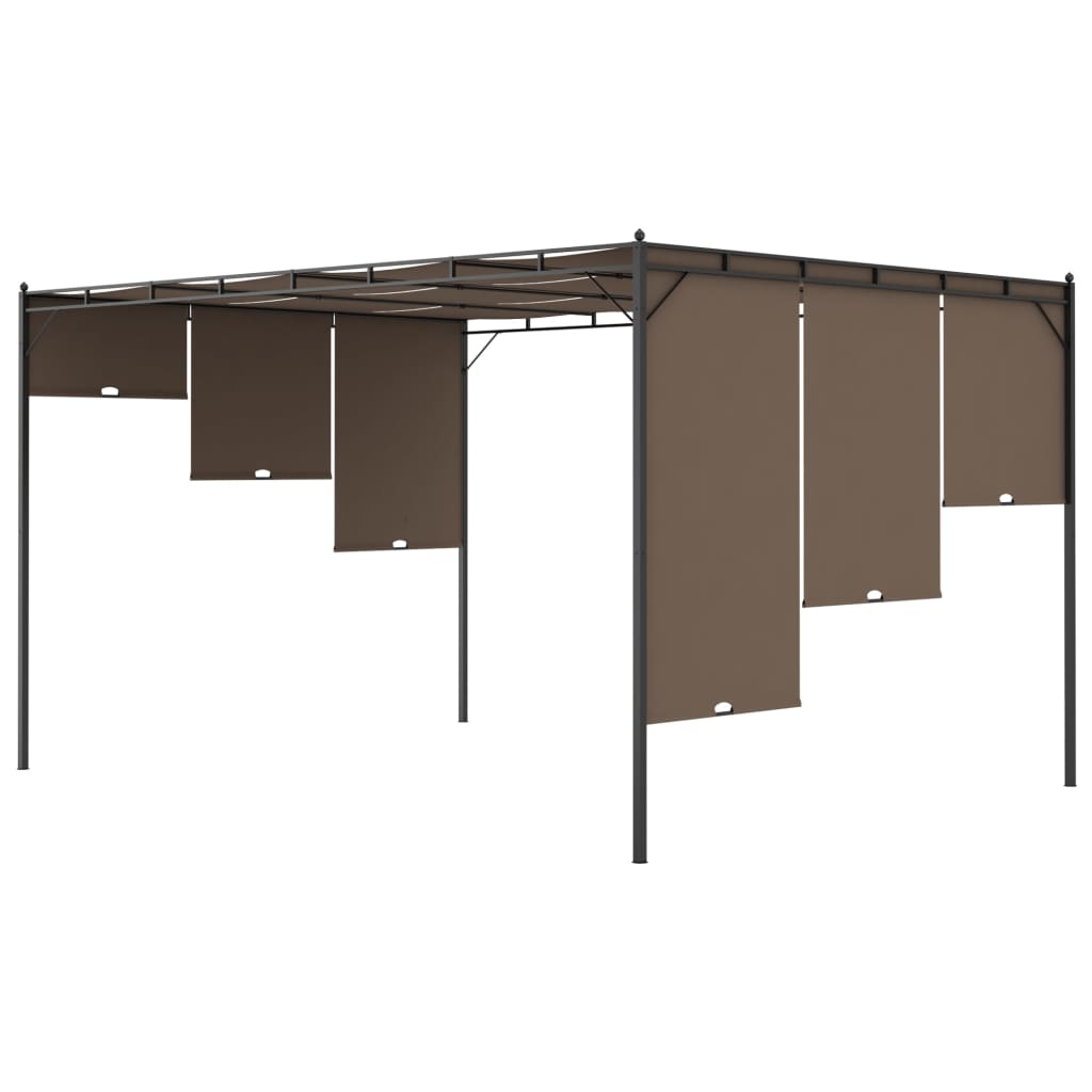 Hagepaviljong med sidegardin 4x3x2,25 m gråbrun
