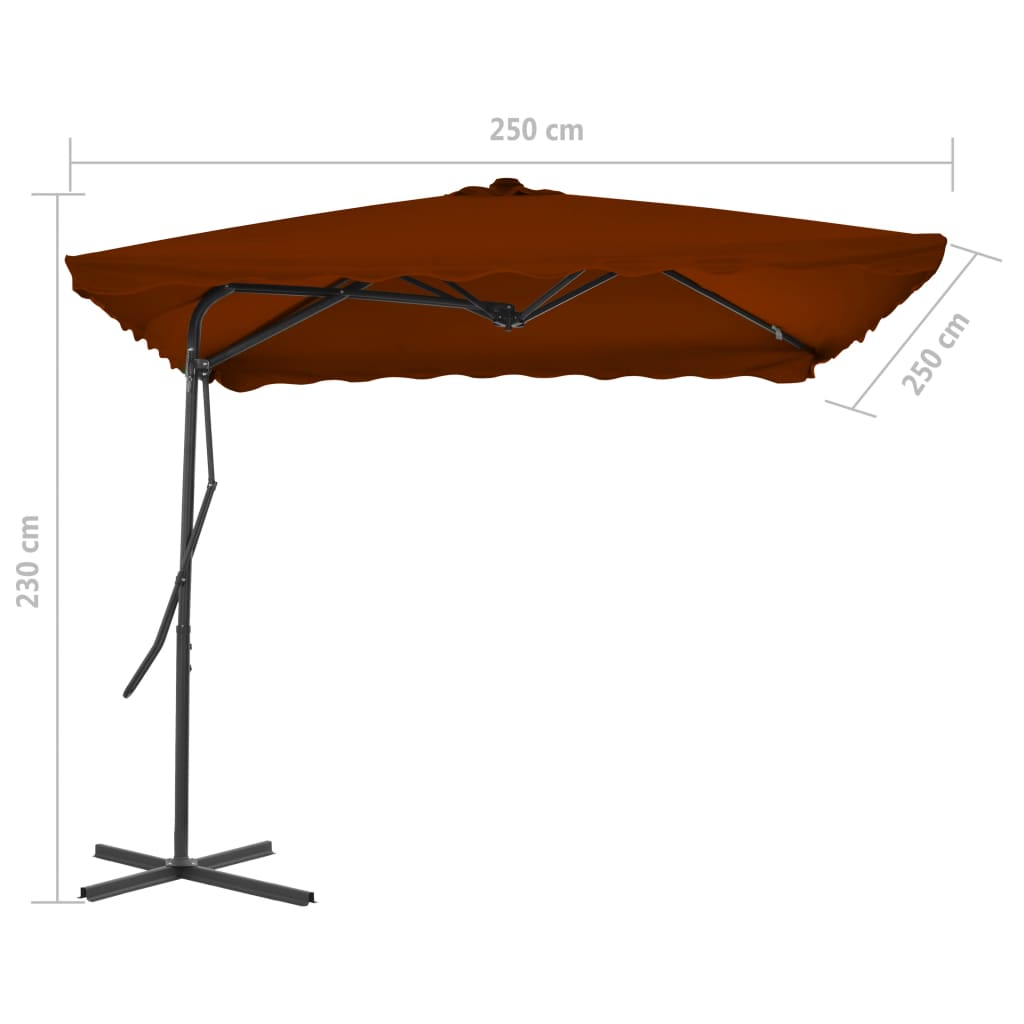 Hageparasoll med stålstang terrakotta 250x250x230 cm