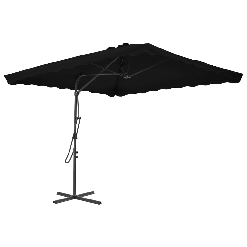 Hageparasoll med stålstang svart 250x250x230 cm