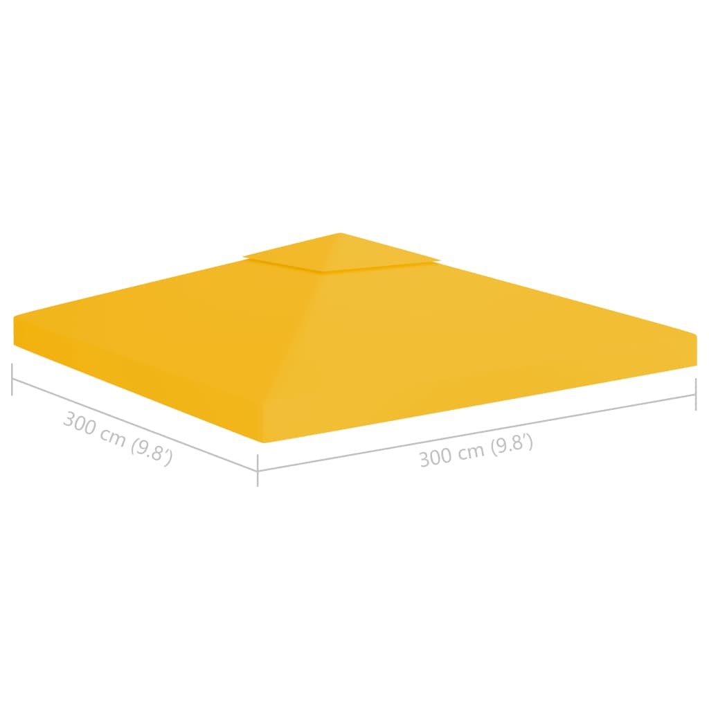 Dobbel toppduk til paviljong 310 g/m² 3x3 m gul