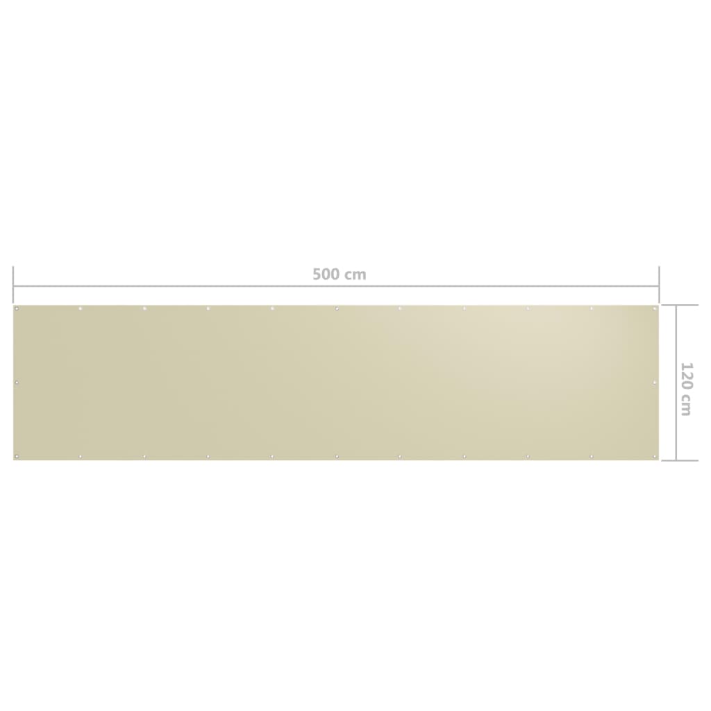 Balkongskjerm kremhvit 120x500 cm oxfordstoff