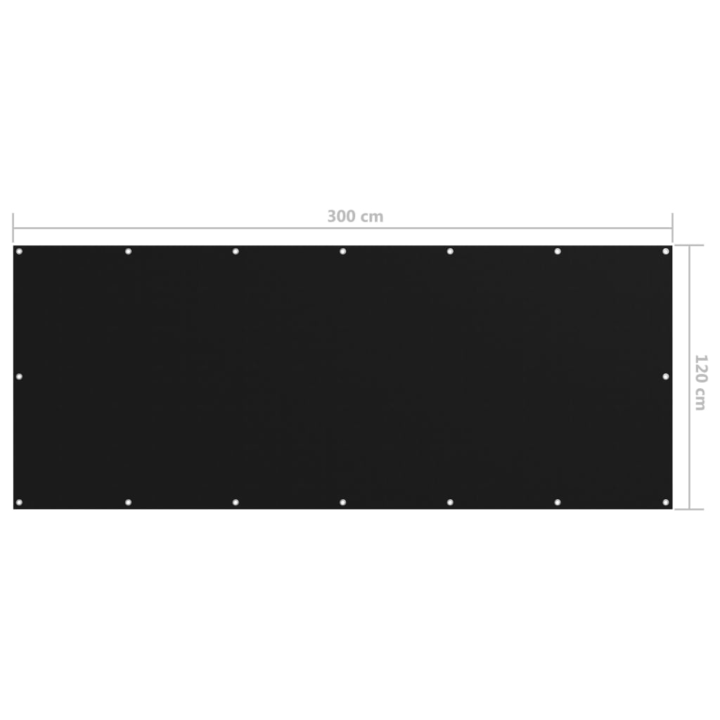 Balkongskjerm svart 120x300 cm oxfordstoff