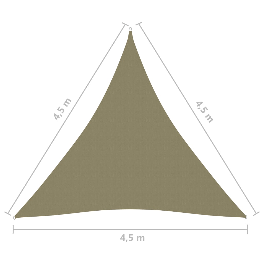 Solseil oxfordstoff trekantet 4,5x4,5x4,5 m beige