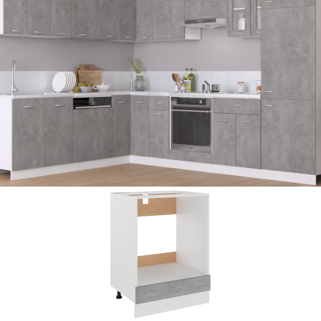 Ovnskap "Riga" betonggrå 60x46x81,5 cm konstruert tre
