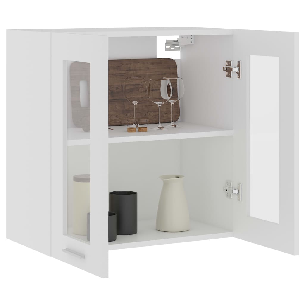 Hengende skap glass "Lyon" hvit 60x31x60 cm konstruert tre