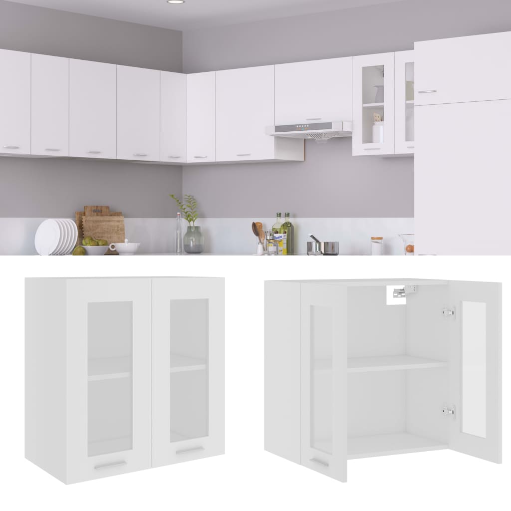 Hengende skap glass "Lyon" hvit 60x31x60 cm konstruert tre