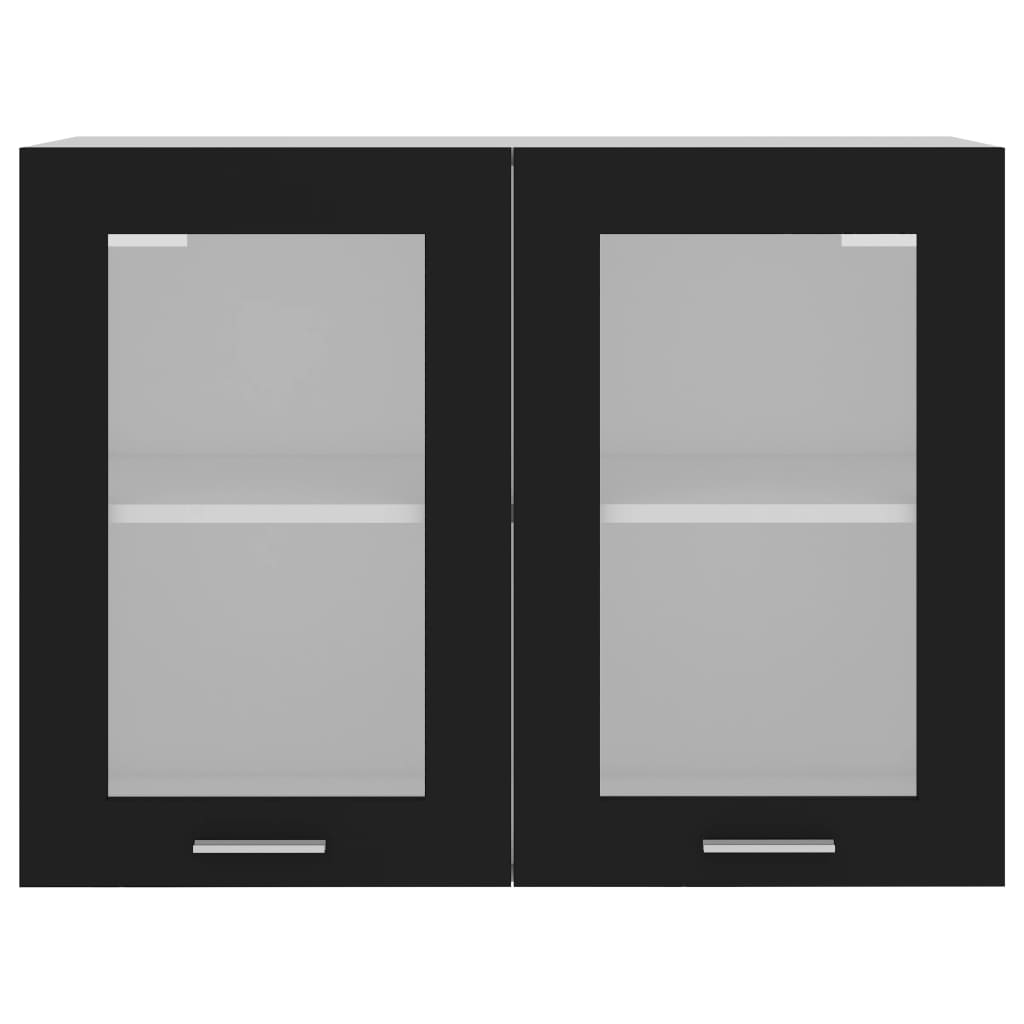 Hengende skap glass "Lyon" svart 80x31x60 cm konstruert tre