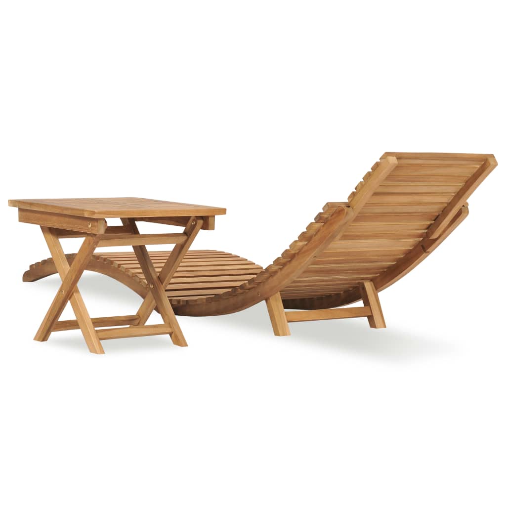 Sammenleggbar solseng med bord heltre teak