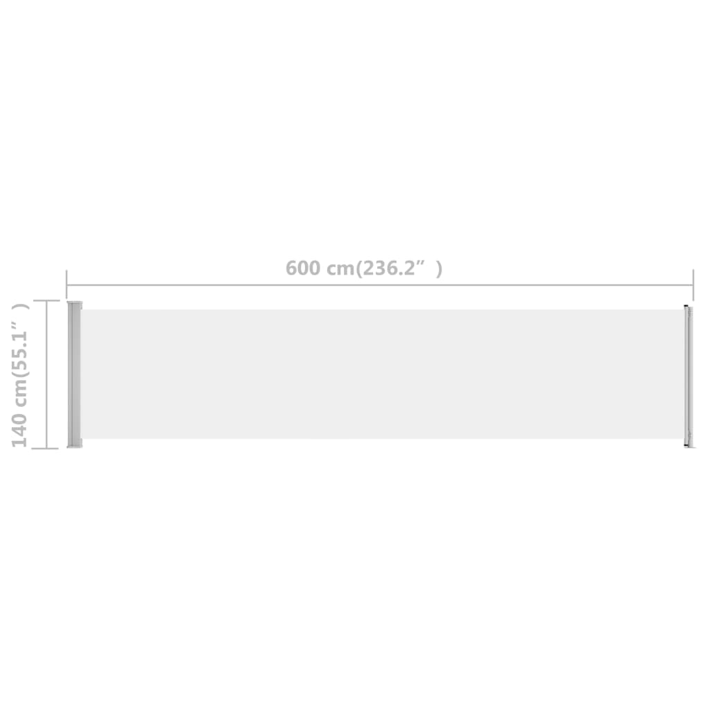 Uttrekkbar sidemarkise 140x600 cm kremhvit
