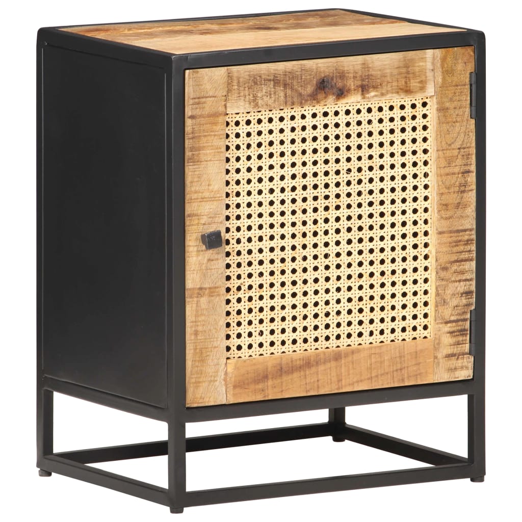 Nattbord 40x30x50 cm grovt heltre mango og naturlig stokk
