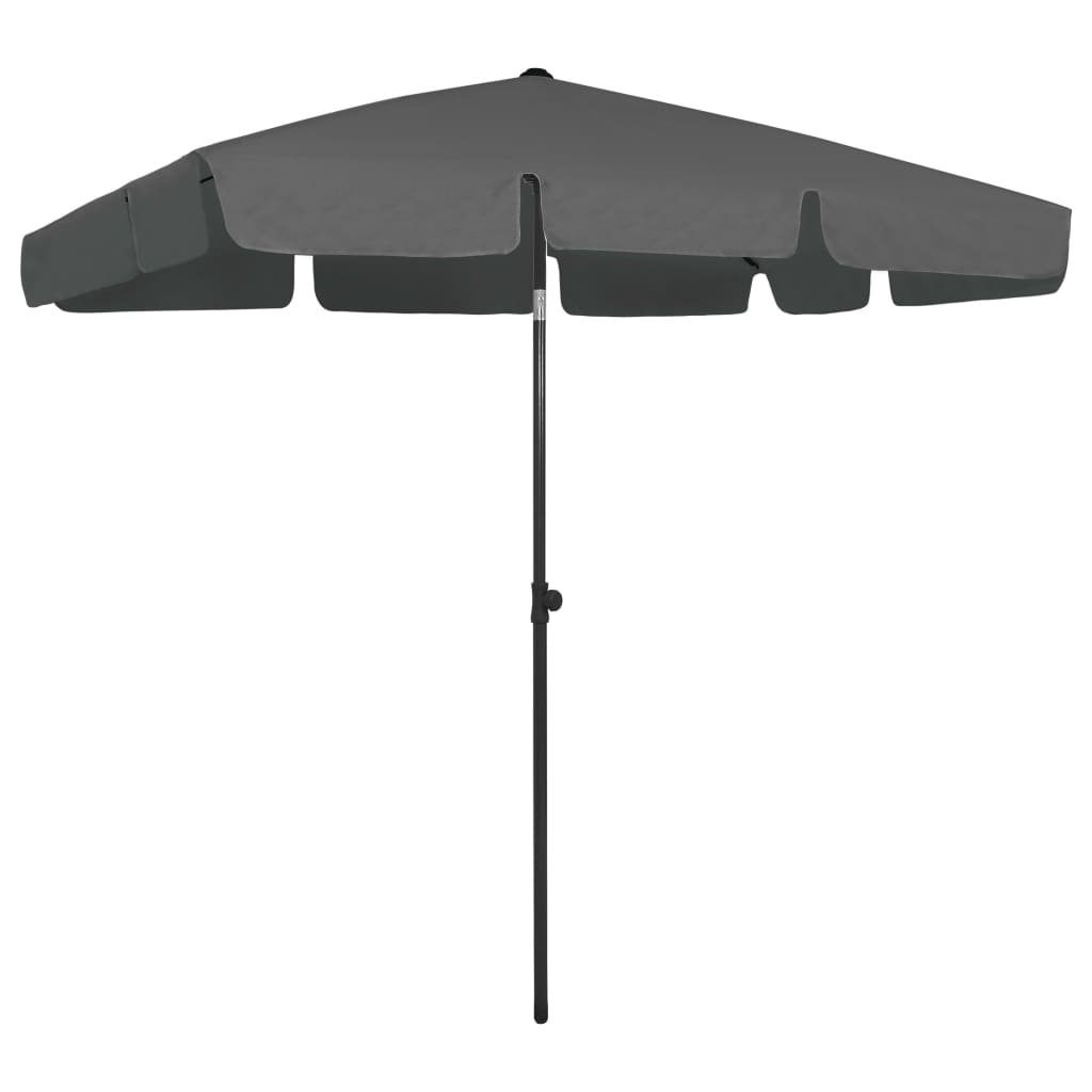Strandparasoll antrasitt 200x125 cm