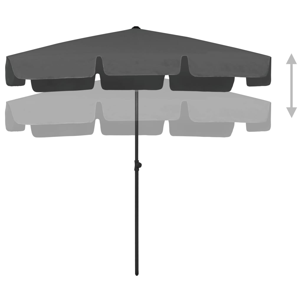 Strandparasoll antrasitt 200x125 cm