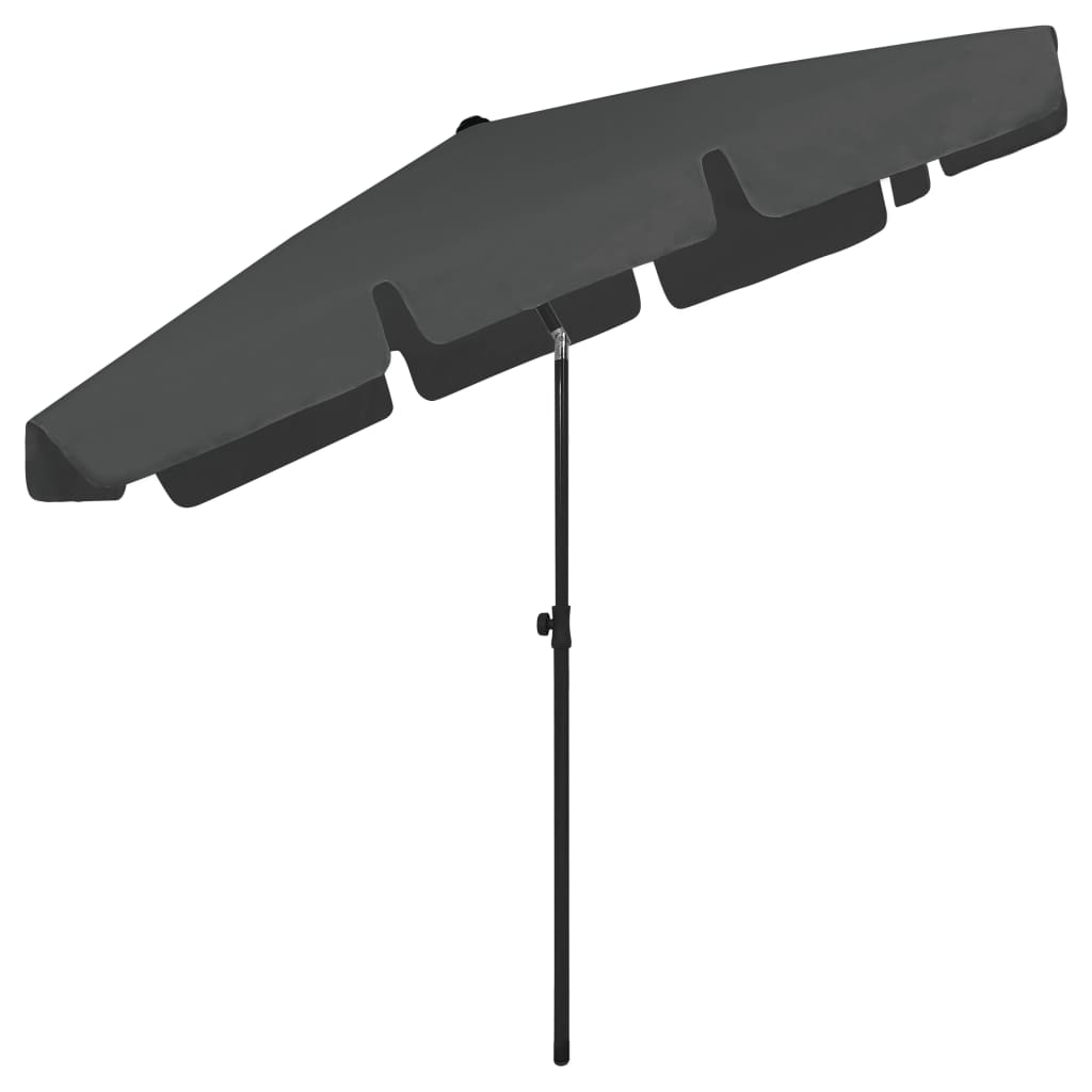 Strandparasoll antrasitt 200x125 cm