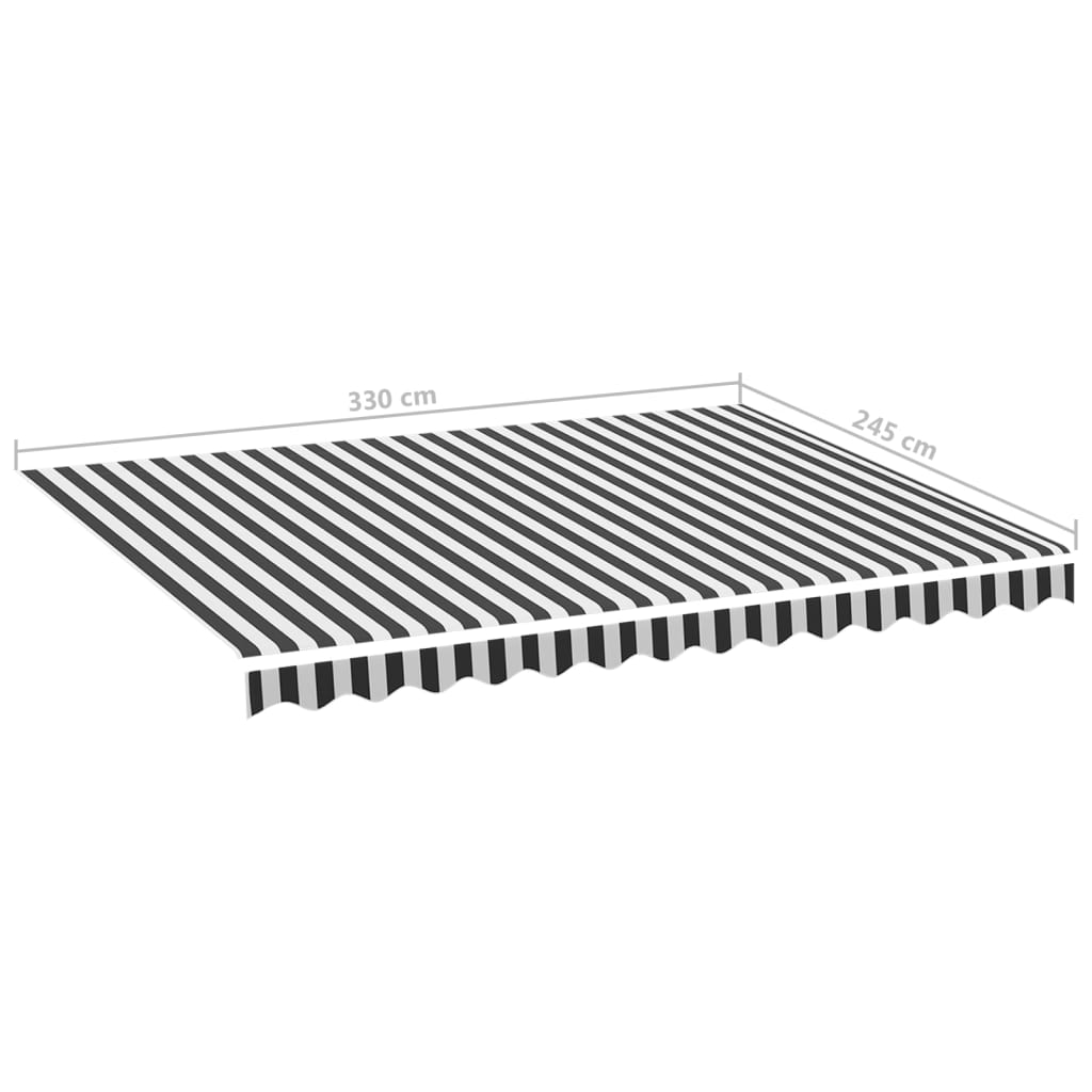 Erstatningsduk for markise antrasitt og hvit 3,5x2,5 m polyester