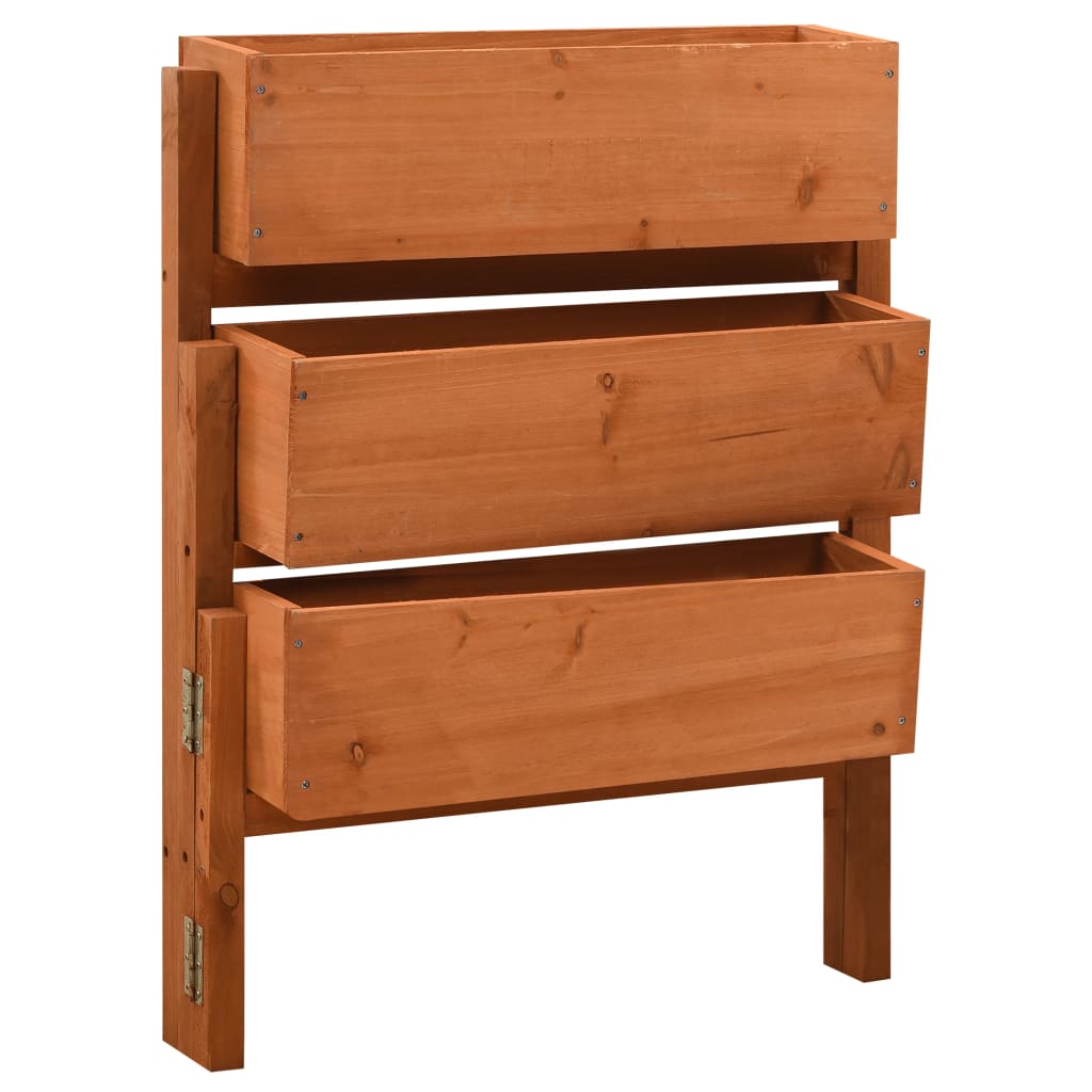 Sammenleggbar blomsterkasse oransje 60x14x75 cm heltre gran