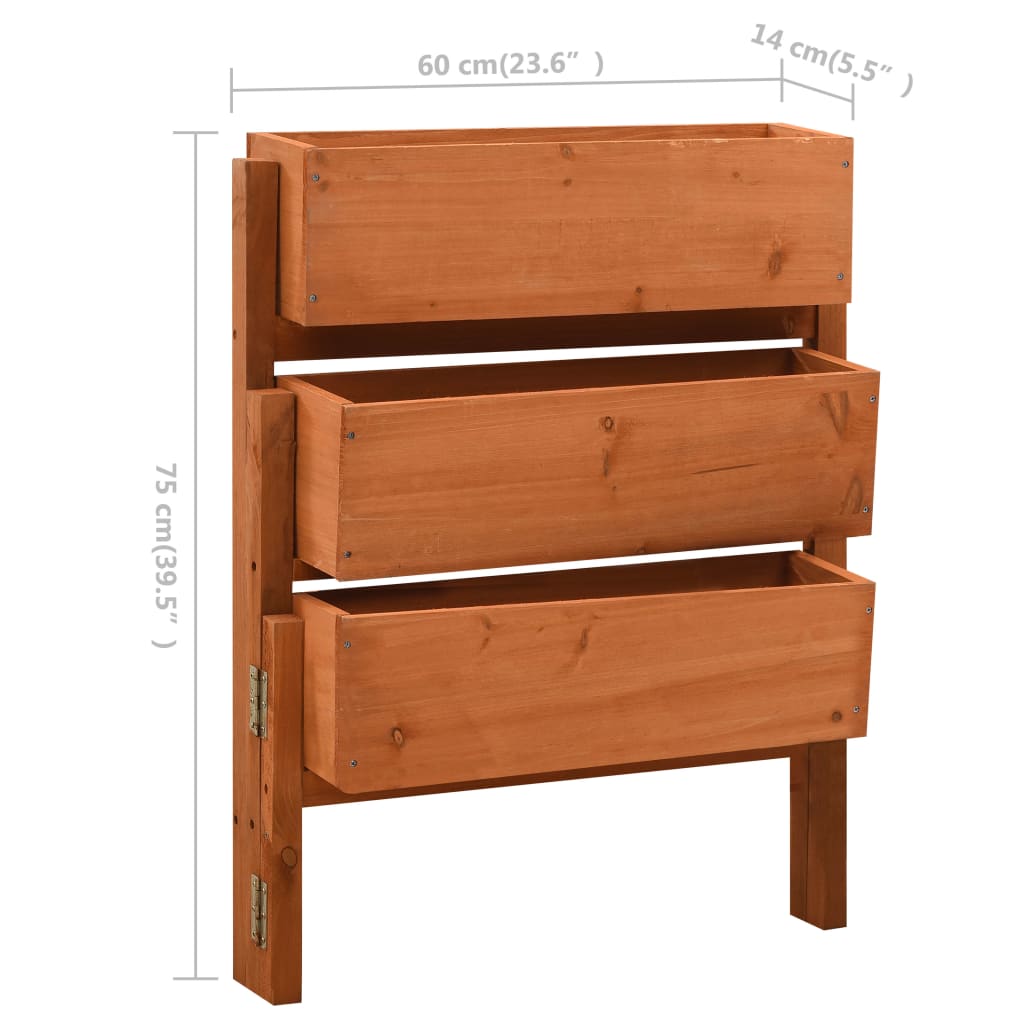 Sammenleggbar blomsterkasse oransje 60x14x75 cm heltre gran
