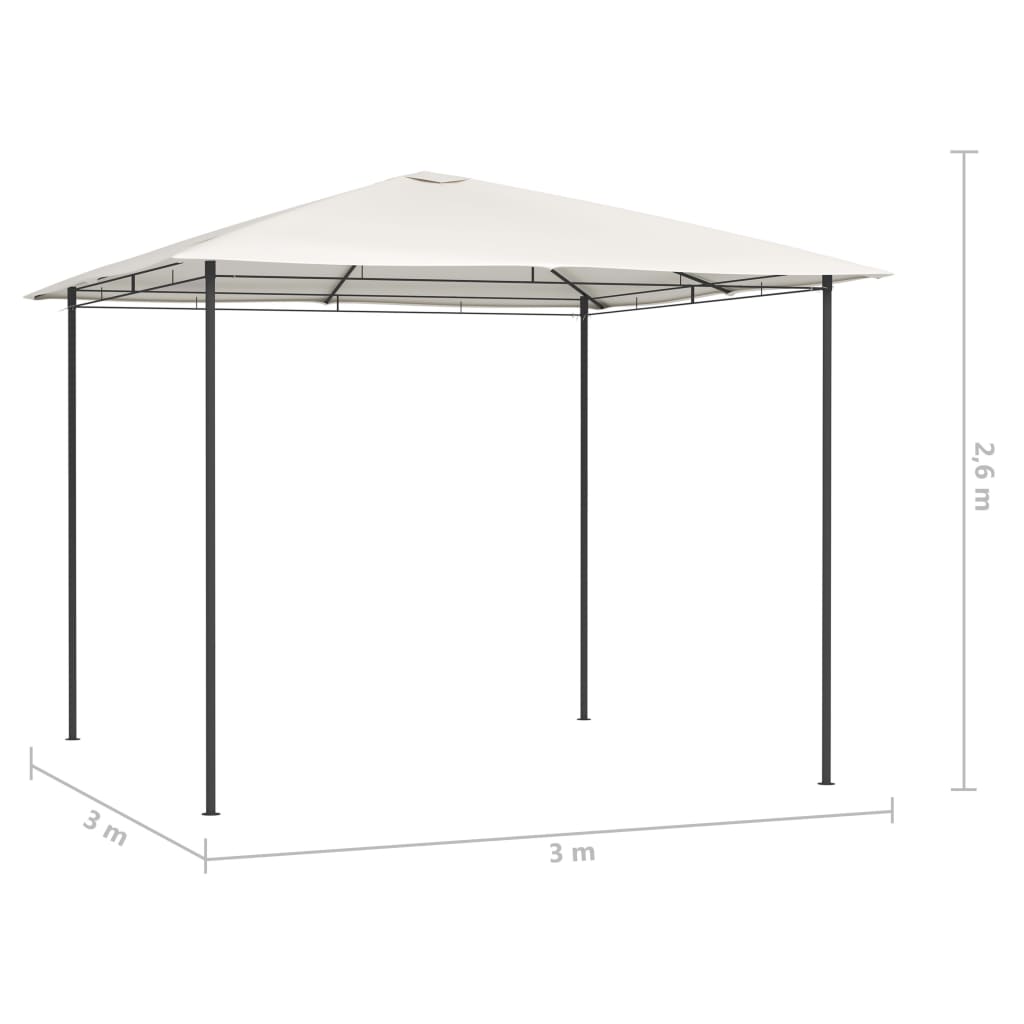 Paviljong 3x3x2,6 m kremhvit 160 g/m²