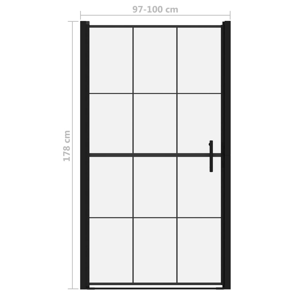 Dusjdør herdet glass 100x178 cm svart