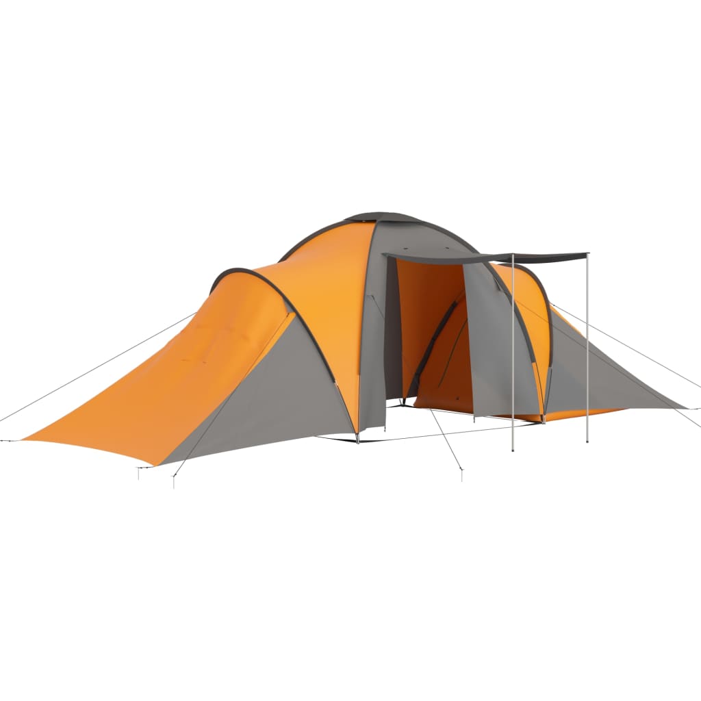 Campingtelt 6 personer grå og oransje