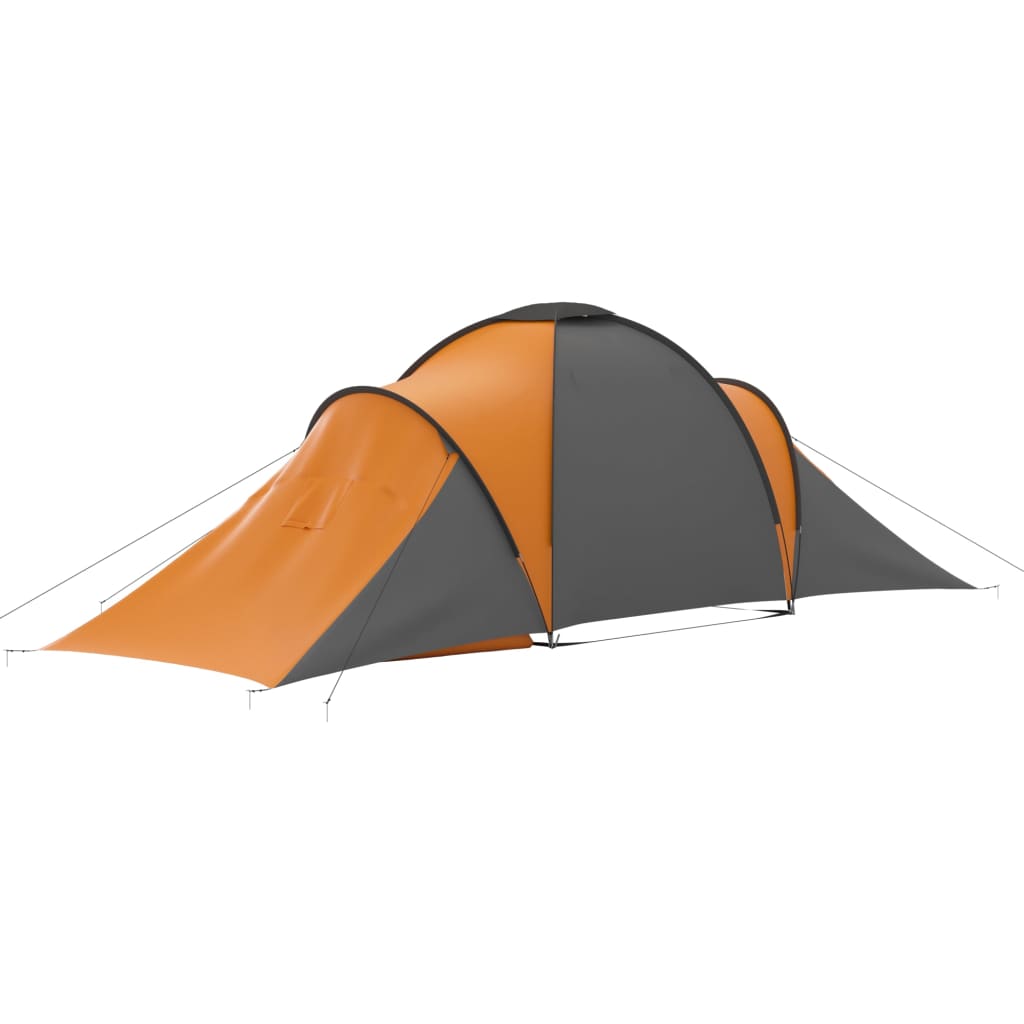 Campingtelt 6 personer grå og oransje