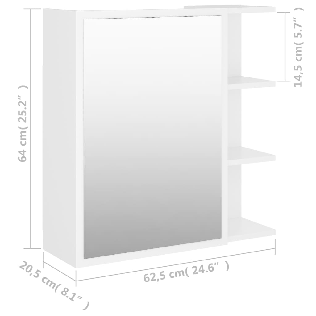Speilskap til baderom hvit 62,5x20,5x64 cm konstruert tre