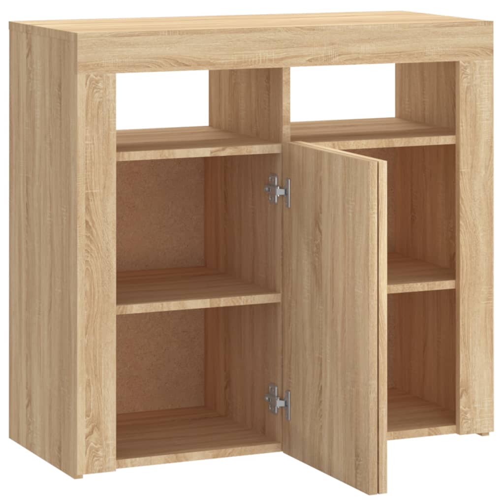 Skjenk med LED-lys sonoma eik 80x35x75 cm