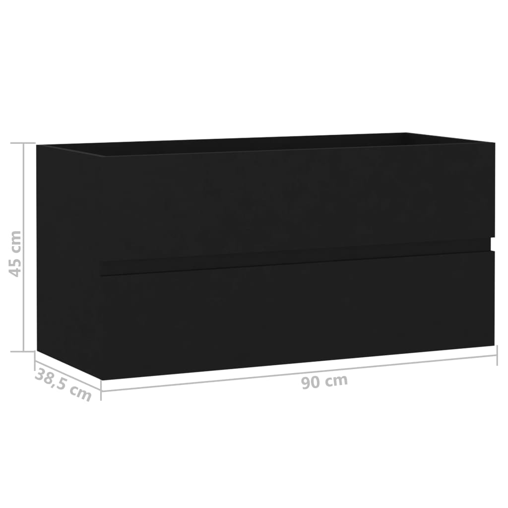Servantskap svart 90x38,5x45 cm konstruert tre