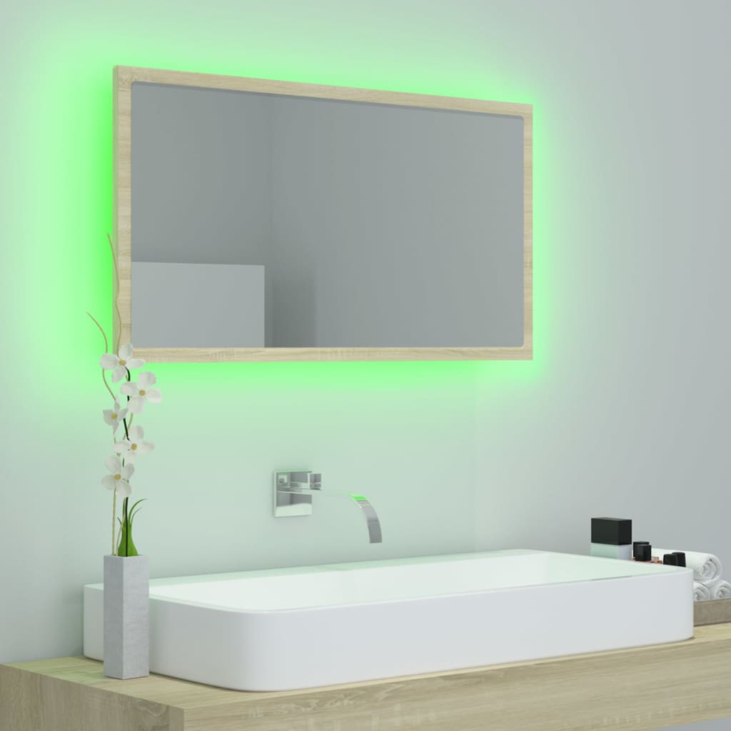 LED-badespeil sonoma eik 80x8,5x37 cm akryl
