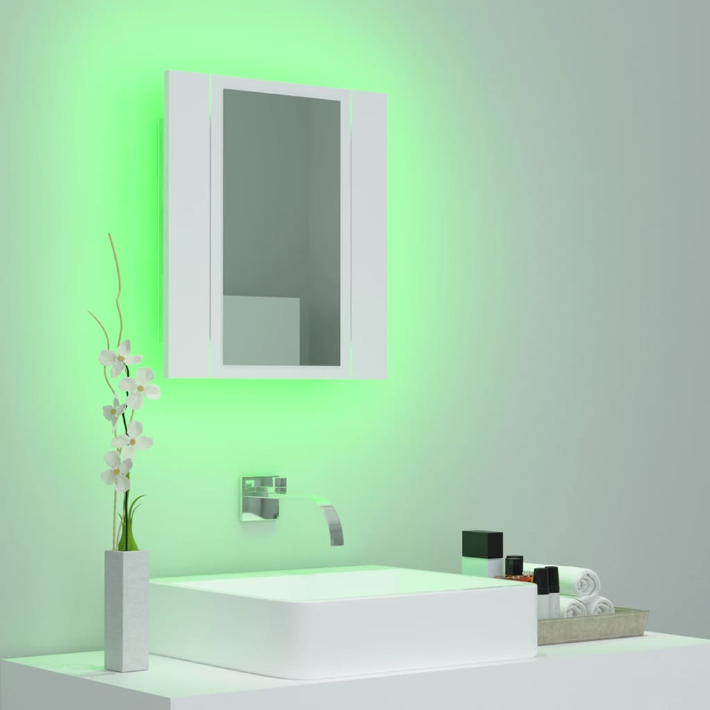 LED-speilskap til baderom hvit 40x12x45 cm akryl