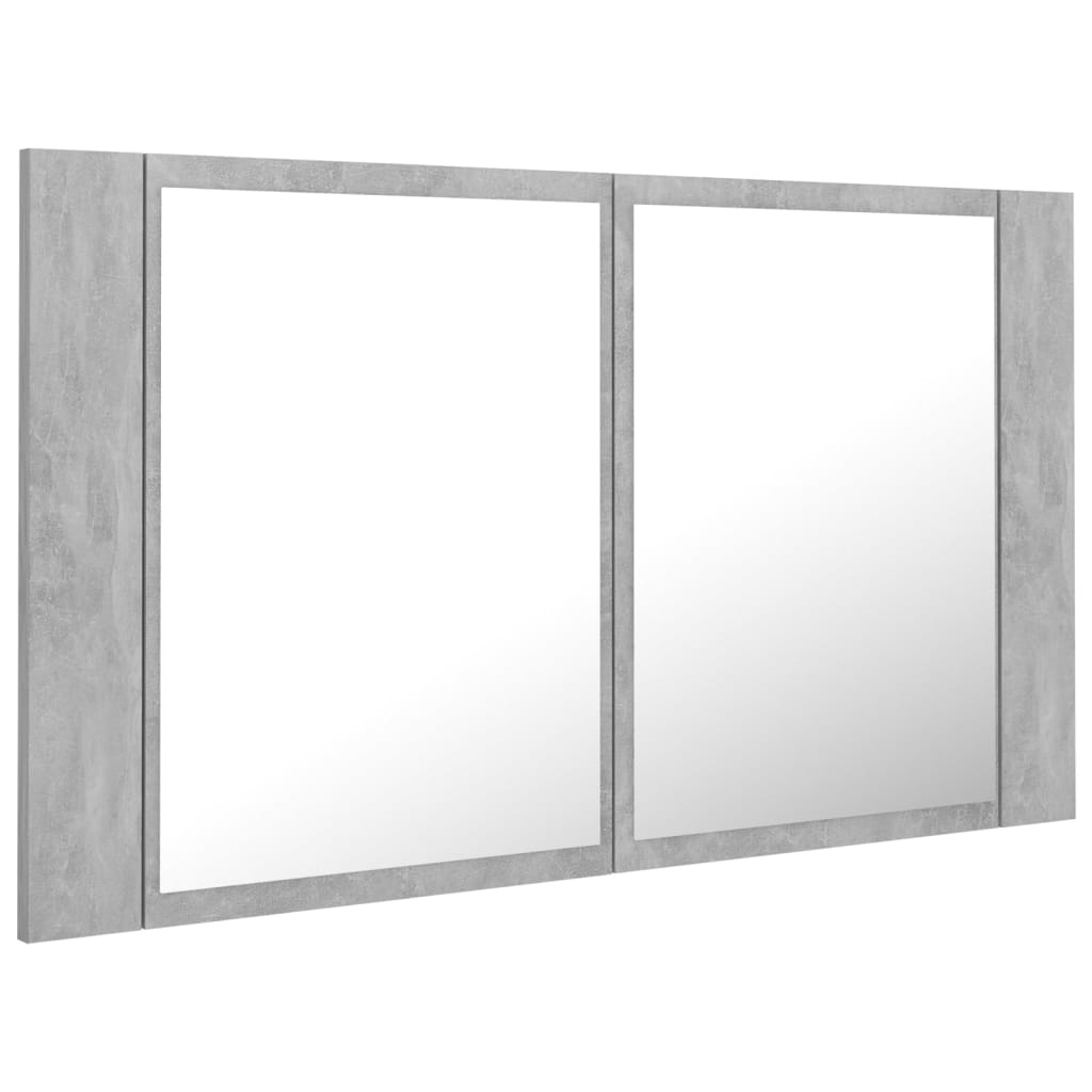 LED-speilskap betonggrå 80x12x45 cm akryl
