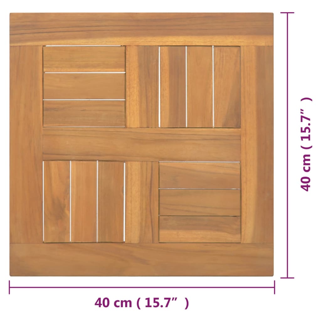 Firkantet bordplate 40x40x2,5 cm heltre teak