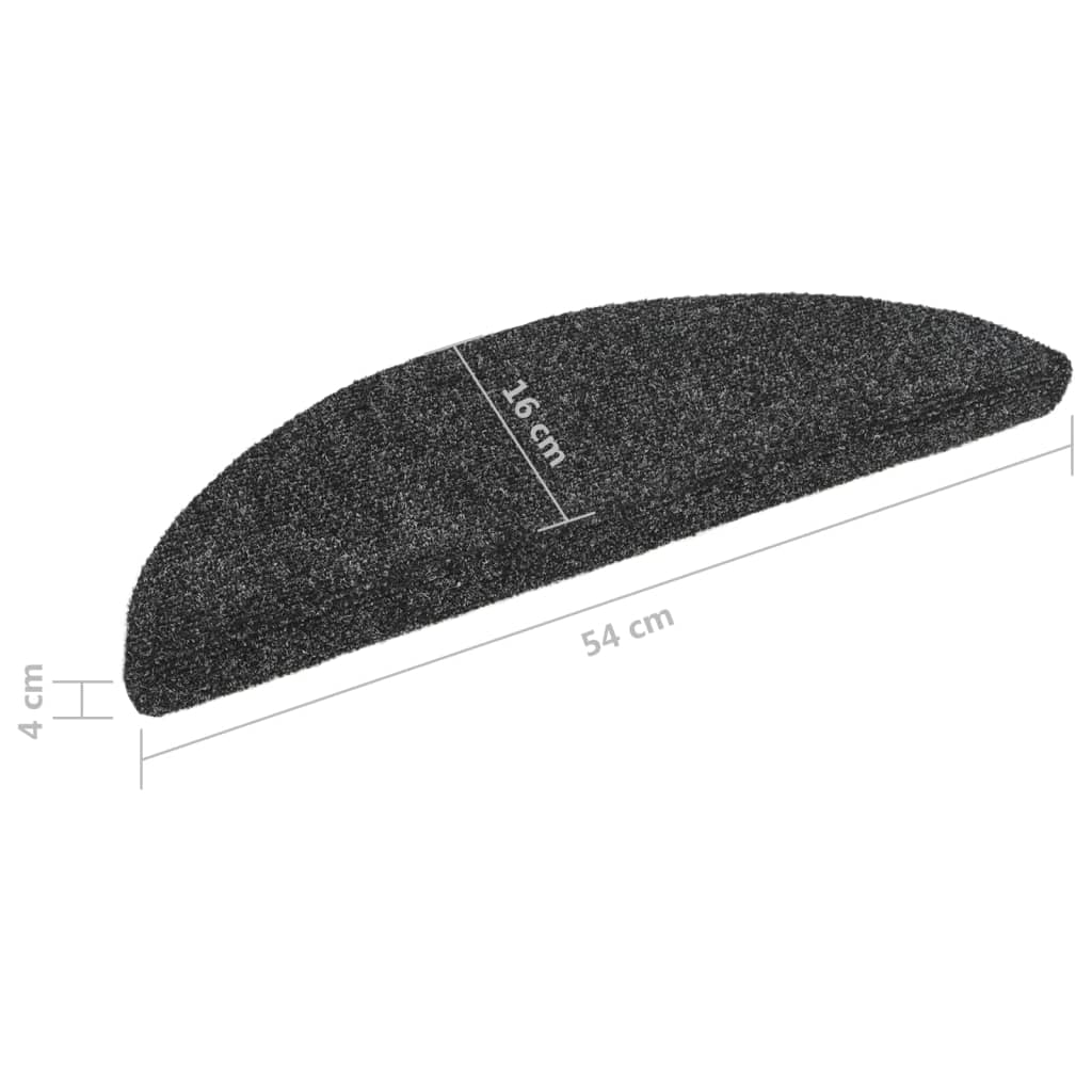 Trappematter selvklebende 10 stk 56x17x3 cm mørkegrå halvrund