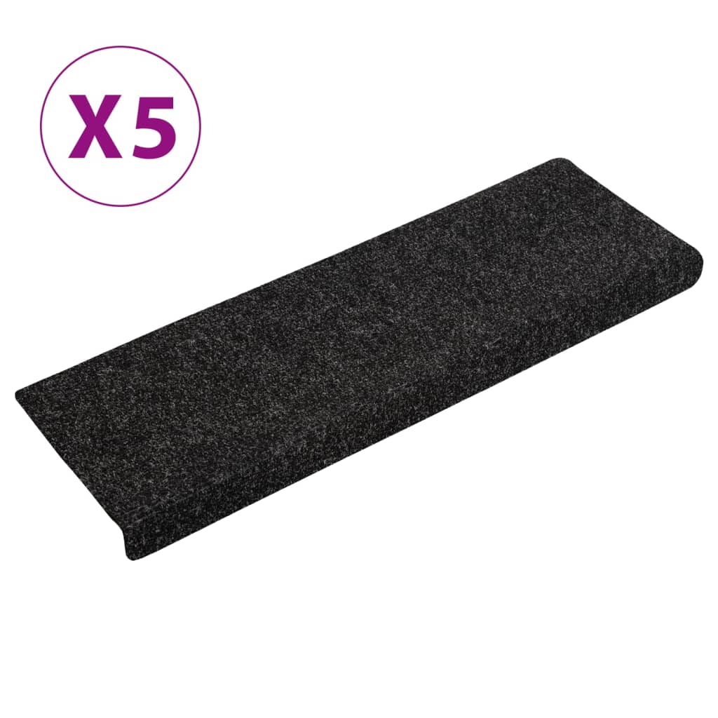 Trappematter selvklebende 5 stk 65x21x4 cm svart rektangulær kant
