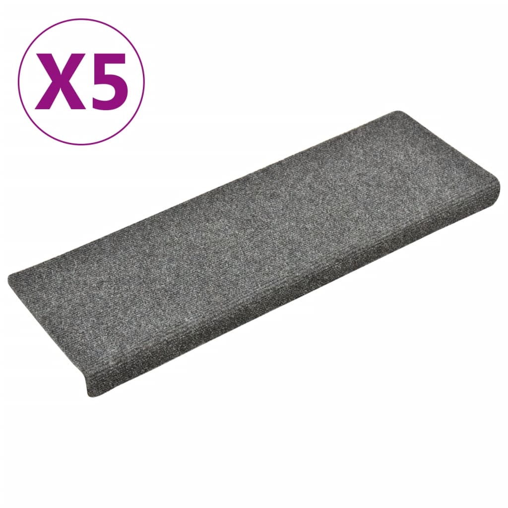 Trappematter selvklebende 5 stk 65x21x4 cm lysegrå rektangulær kant