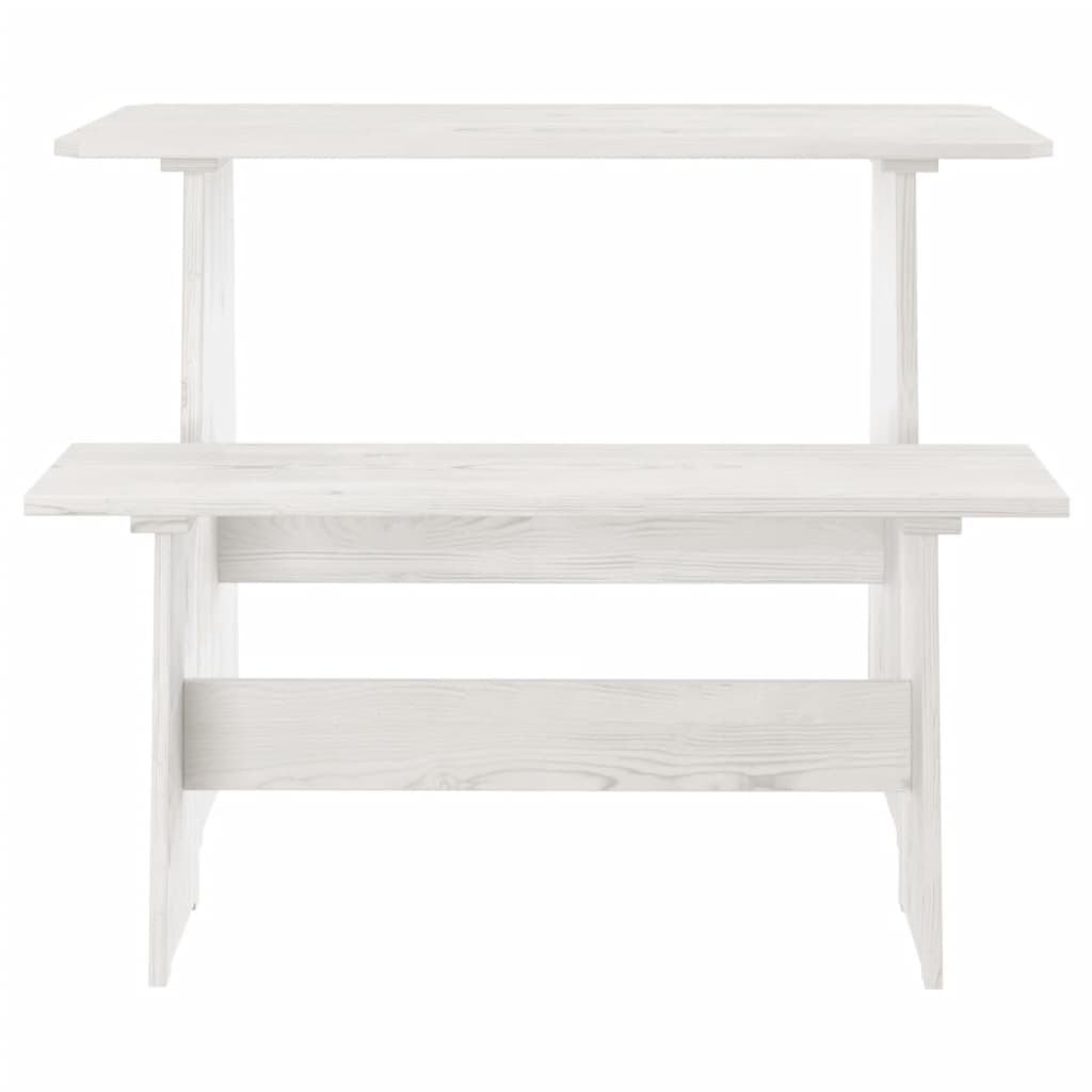Spisebord med benk REINE hvit heltre furu