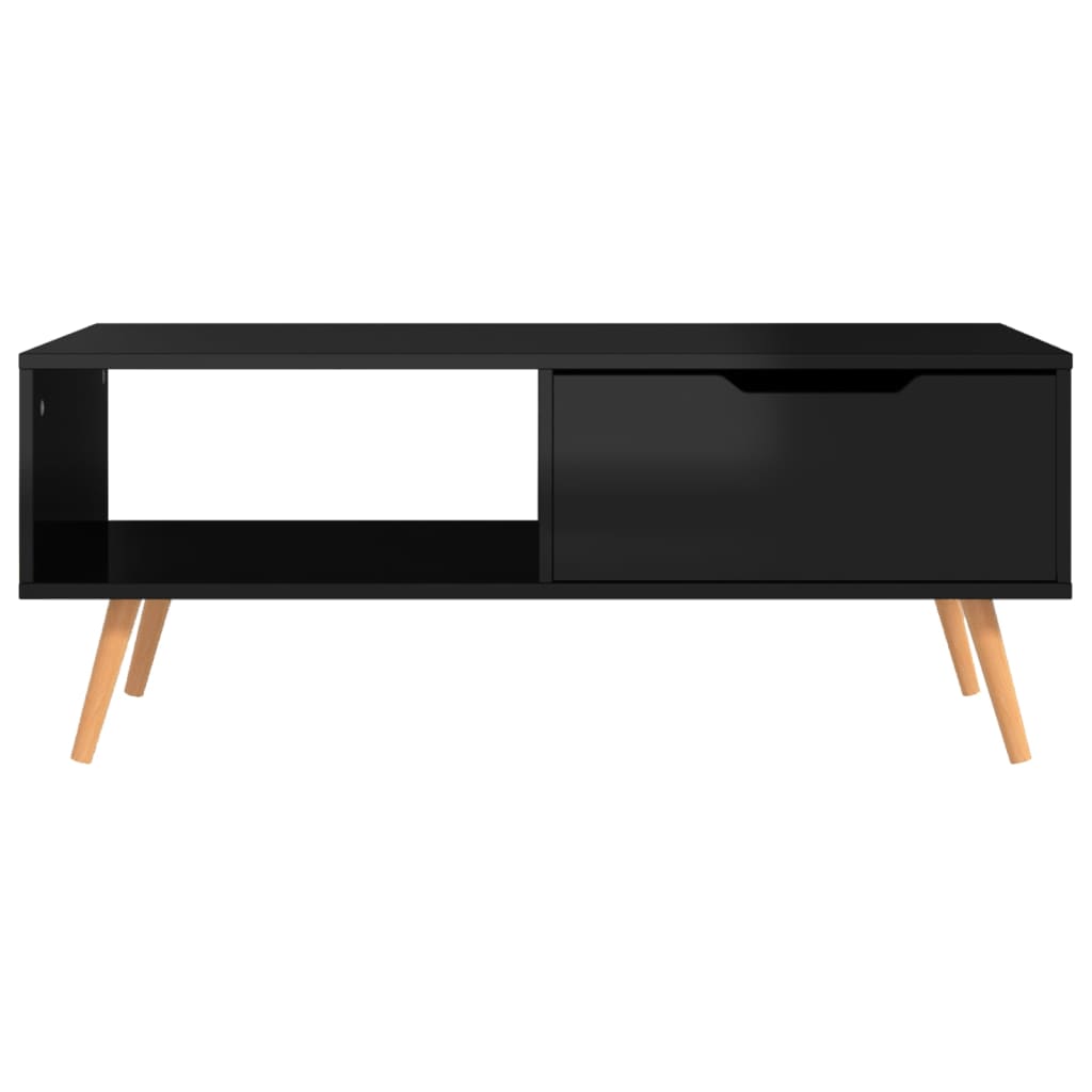 Salongbord høyglans svart 100x49,5x43 cm sponplate