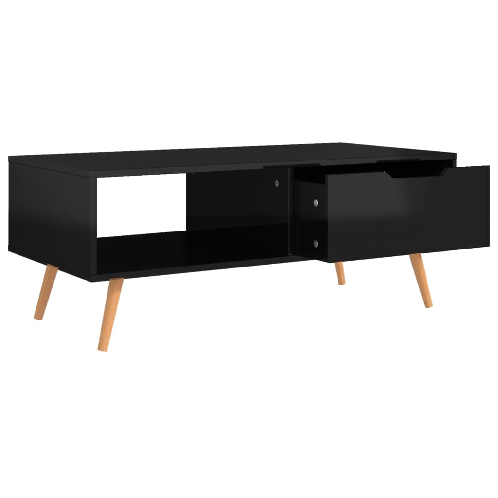 Salongbord høyglans svart 100x49,5x43 cm sponplate