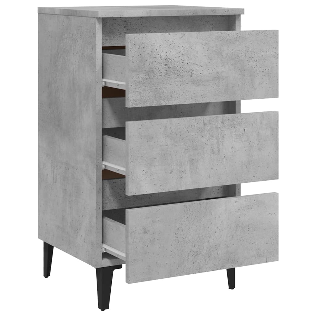 Nattbord med metallben betonggrå 40x35x69 cm