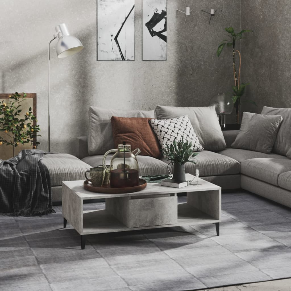 Salongbord betonggrå 103,5x60x35 cm konstruert tre